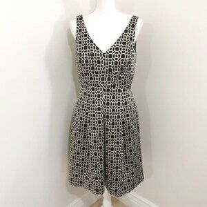 Lauren ralph lauren black & gold metallic geometric print dress